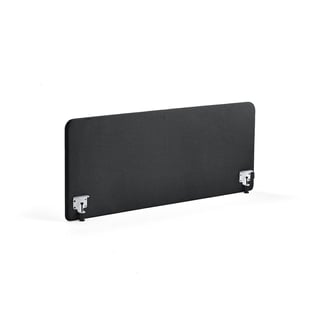 Desk screen ZONE, white brackets, 1600x650x36 mm, fabric Rivet, anthracite