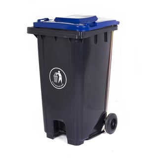 Pedal-operated wheelie bin, 240 L, blue lid