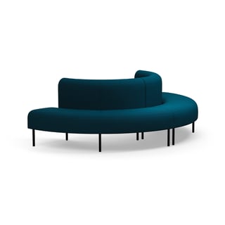 Sofa VARIETY, udadvendt halvcirkelform, stof Blues CSII, petroleum