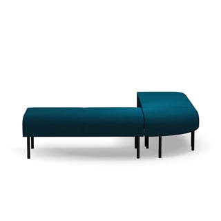 Corner bench VARIETY, outward curve, fabric Blues CSII, petrol blue