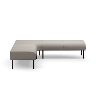Corner bench VARIETY, inward curve, fabric Blues CSII, taupe