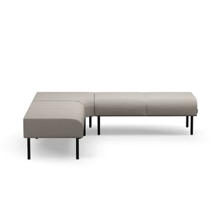 Corner bench VARIETY, inward curve, fabric Blues CSII, taupe