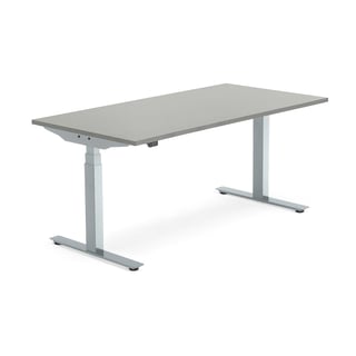 Standing desk MODULUS, 1600x800 mm, silver frame, light grey