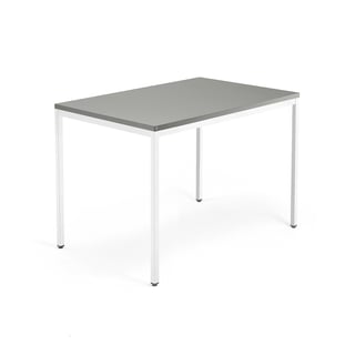 Skrivbord QBUS, 4-bensstativ, 1200x800 mm, vit, ljusgrå