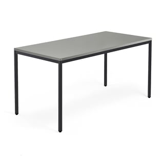 Conference table QBUS, 1600x800 mm, 4-leg frame, black frame, light grey