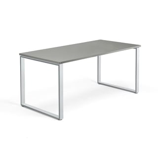 Desk QBUS, 1600x800 mm, O-frame, silver frame, light grey