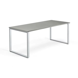 Kancelársky stôl QBUS, O-rám, 1800x800 mm, strieborná, svetlošedá