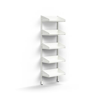 Skohylle ENTRY, grunnseksjon, vegghengt, 5 skohyller, H1800 B600 D300 mm, hvit