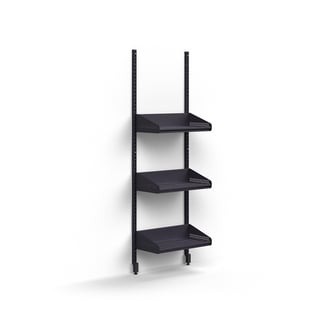 Garderobemodul ENTRY, grundsektion væg, 3 skohylder, 1800x600x300 mm, antracit