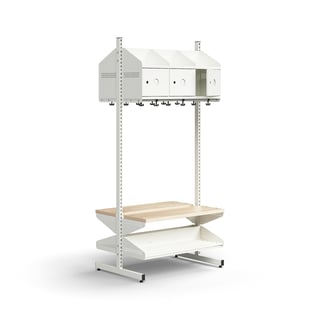 Cloakroom unit ENTRY, basic floor unit, 6 metal doors for labels, 1800x900x600 mm, white