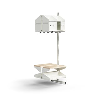 Hatt- och skohylla ENTRY, påbyggnadssektion, golvstående, 4 metalluckor för märkning, 1800x600x600 m