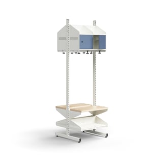 Školská skrinka ENTRY, základná sekcia, 4 oceľové dvere, 1800x600x600 mm, biela/modrá