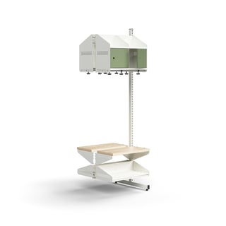 Garderoobiriiul ENTRY, lisaosa, 1800 x 600 x 600 mm, pingiga, 4 lahtrit ustega, valge/ roheline