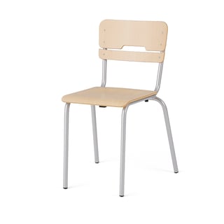 Stol SCIENTIA, lavt sæde, H 460 mm, sølv/birk