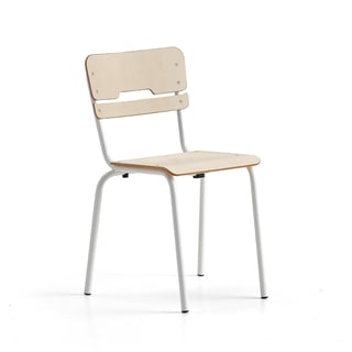 Oppilastuoli SCIENTIA, matala istuin, korkeus: 460 mm, valkoinen/koivu