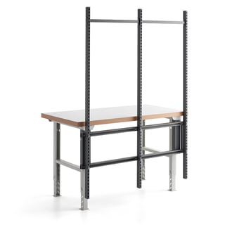 Rear frame bracket for workbench ROBUST/SOLID, 1500 mm, 3 uprights, dark grey