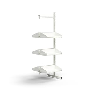 Garderobemodul ENTRY, påbygningssektion gulv, 6 skohylder, 1800x600x600 mm, hvid