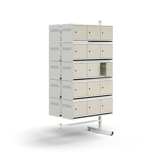 Skrinka na topánky ENTRY, prídavná sekcia, 30 oceľových dverí, 1800x900x600 mm, biela/šedá