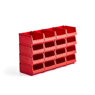 Wielofunkcyjne pojemniki magazynowe AJ 9000, seria 9067, 300x230x150 mm, 16 szt., czerwony