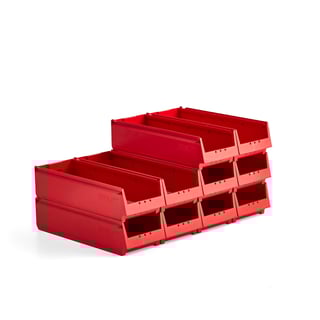 Multi purpose stores bin AJ 9000, 9070 series, 600x230x150 mm, 10-pack, red