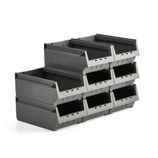 Plastmasas kaste AJ 9000, 71 sērija, 500x310x200 mm, 8 gab., pelēka