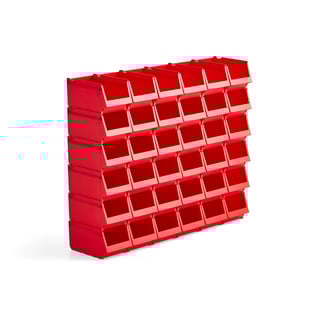 Wielofunkcyjne pojemniki magazynowe AJ 9000, seria 9074, 250x148x130 mm, 36 szt., czerwony