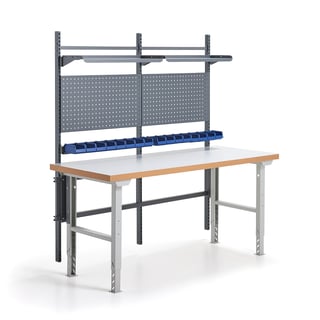 Darbastalio komplektas SOLID, su įrankių sienele, dėžėmis, lentynomis, 2000x800mm, laminatas