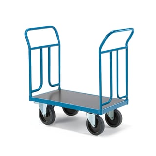 Lavavaunu TRANSFER, 2 teräspäätyä, 900x500 mm, 1000 kg, elastiset kumipyörät, jarulliset