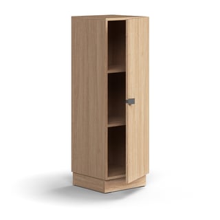 Skab QBUS, 2 hylder, sokkel, dørhåndtag, 1252x400x420 mm, eg