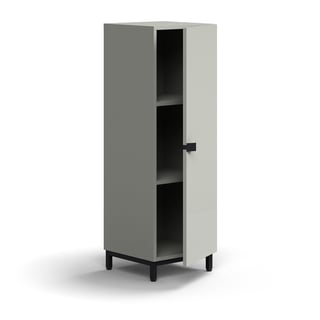 Skab QBUS, 2 hylder, benstel, håndtag, 1252x400x420 mm, sort, lysegrå