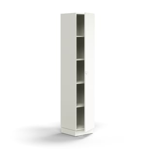 Skap QBUS, 4 hyller, sokkel, håndtak, H2020 B400 D420 mm, hvit