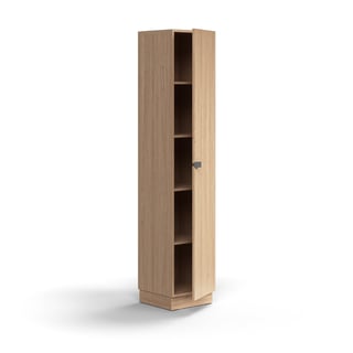 Cabinet QBUS, 4 shelves, base frame, handle, 2020x400x420 mm, oak