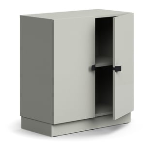 Skåp QBUS, 1 hyllplan, sockel, handtag, 868x800x420 mm, ljusgrå