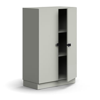 Skab QBUS, 2 hylder, sokkel, dørhåndtag, 1252x800x420 mm, lysegrå