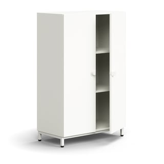 Spintelė QBUS, 2 lentynos, su kojelėmis ir rankenėlėmis, 1252x800x420mm, balta