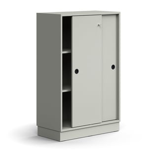 Schiebetürenschrank QBUS, abschließbar, 1257x800x400 mm, lichtgrau