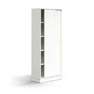 Schiebetürenschrank QBUS, abschließbar, 2025x800x400 mm, weiß