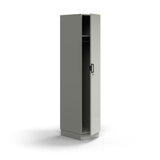 Šatní skříň QBUS, uzamykatelná, šatní tyč, sokl, 2020x400x570 mm, světle šedá