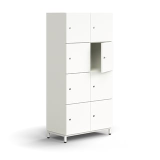 Lockerkast QBUS, 8 vakken, potenframe, 1636 x 800 x 420 mm, wit