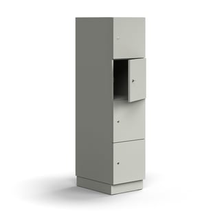 Ormar sa odeljcima QBUS, 4 odeljka, postolje, 1641x400x570 mm, svetlo siva