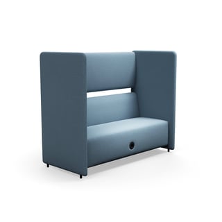 Sofa CLEAR SOUND med USB-stik, 3-personers, stof Focus Melange, himmelblå