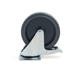 Castor wheel, braked, 400 kg load, S.E rubber