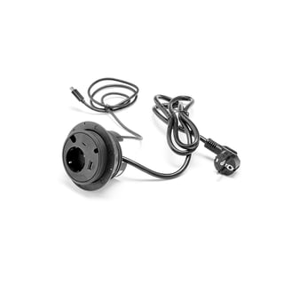 Borduttak UNIFY, 1 el, 1 USB-A, 1 USB-C, 2 kabelhull, svart