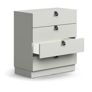 Stalčių spintelė QBUS, 4 stalčiai, rankenėlės, 868x800x400mm, šviesiai pilka