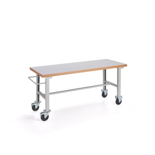 Arbetsbänk SOLID på hjul, 2000x800 mm, högtryckslaminat
