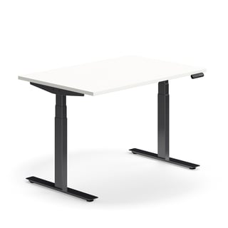 Augstumā regulējams galds QBUS, taisnstūra, 1200x800 mm, melns rāmis, balts