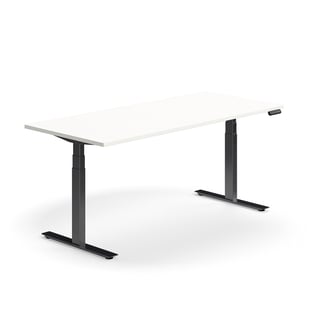 Dvižna pisalna miza QBUS, ravna, 1800x800 mm, črni okvir, bela