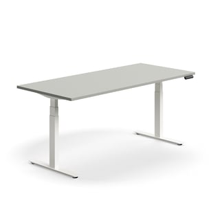Skrivbord QBUS, höj- och sänkbart, 1800x800 mm, vit, ljusgrå