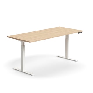 Skrivbord QBUS, höj- och sänkbart, 1800x800 mm, vit, ek