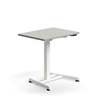 Hæve sænkebord QBUS, enkeltsøjlestel, 800x600 mm, hvidt stel, lysegrå